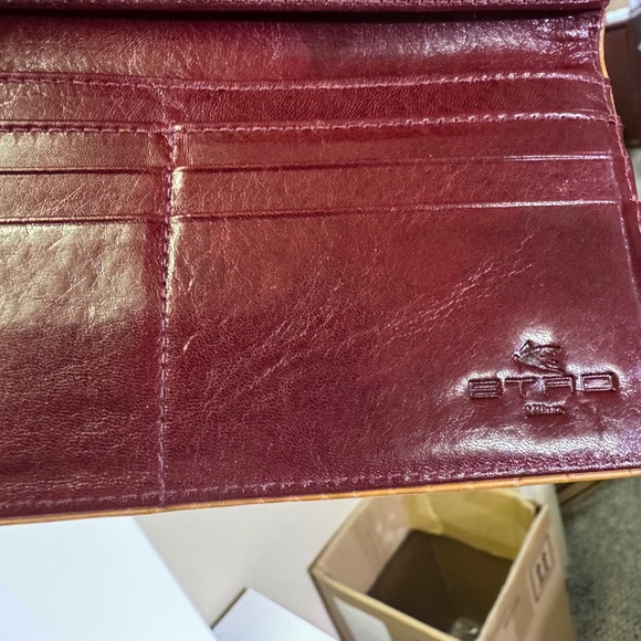 ETRO‎ trifold wallet paisley exterior with maroon leather interior EUC - Picture 14 of 14